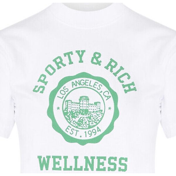 Sporty And Rich  T-Shirts & Poloshirts T-Shirt  Weißes Emblem mit grünem Lo günstig online kaufen