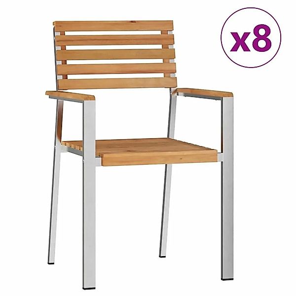 vidaXL Gartenstuhl 8 Stk Braun 56x54,5x87cm Massives Teakholz 3334850 günstig online kaufen