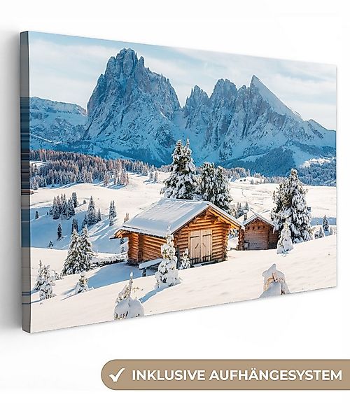 OneMillionCanvasses® Leinwandbild Winter - Hütte - Berge - Aussicht - Schne günstig online kaufen