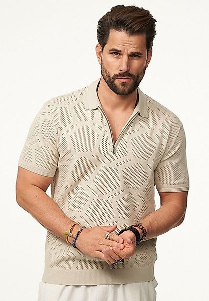 SOULSTAR Poloshirt mit Half-Zip Herren Kurzarm Strick Polo-Hemd T-Shirt günstig online kaufen