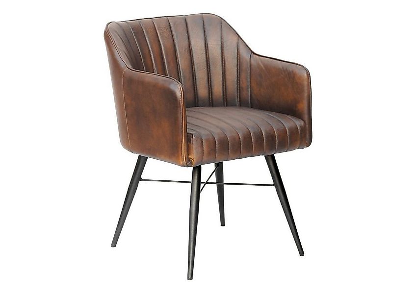 Massivmoebel24 Polsterstuhl IRON LABEL, Stuhl Echtleder 54x61x76 braun IRON günstig online kaufen