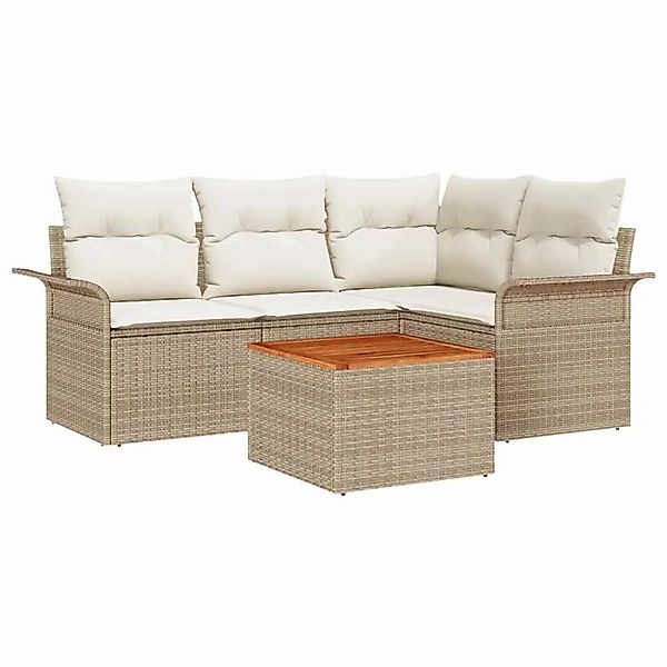 vidaXL Gartensofa-Set mit Speicher 5 Stk Beige und Creme Poly-Rattan 335599 günstig online kaufen