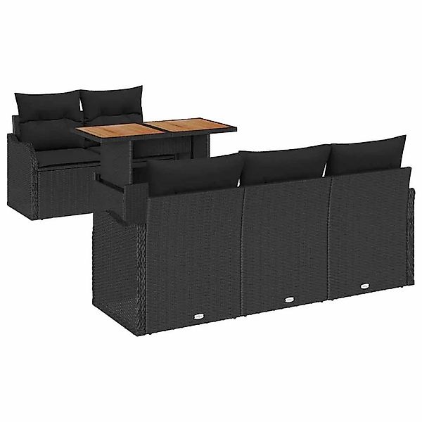 vidaXL Gartensofa-Set mit Kissen 6 Stk Schwarz Poly-Rattan 3349400 günstig online kaufen