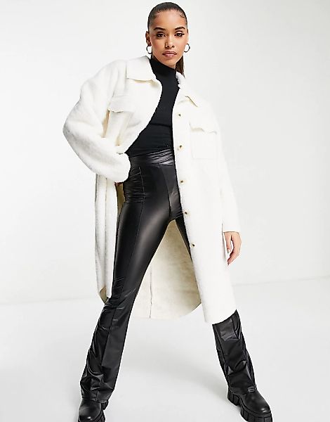 NaaNaa – Longline-Mantel in Creme-Weiß günstig online kaufen