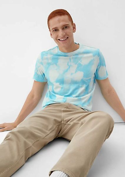 QS Kurzarmshirt T-Shirt mit Allover-Print Label-Patch günstig online kaufen