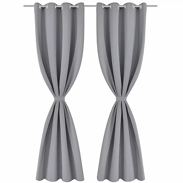 Verdunkelungs-vorhänge Mit Metallringen 135 X 245 Cm Grau Blackout günstig online kaufen