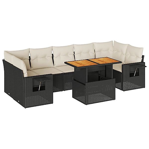 vidaXL 8-Tlg Garten-Sofagarnitur mit Kissen Schwarz Poly Rattan 3327122 günstig online kaufen