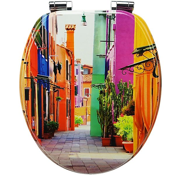 Sanfino WC-Sitz „Colorful Houses“ hochwertiger Toilettendeckel günstig online kaufen
