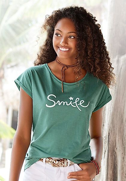 Beachtime T-Shirt mit Frontdruck "Smile" aus günstig online kaufen