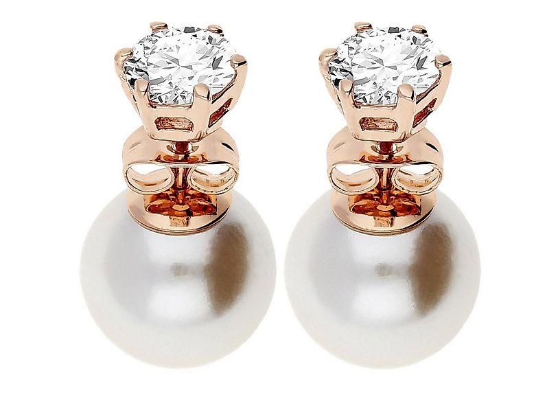 LÖB Paar Ohrstecker Roségold vergoldet Ohrringe Zirkonia Doppel Perlen Perl günstig online kaufen