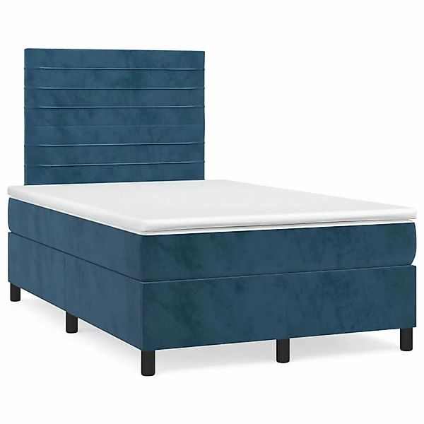 Vidaxl Boxspringbett Mit Matratze Dunkelblau 120x200 Cm Samt günstig online kaufen