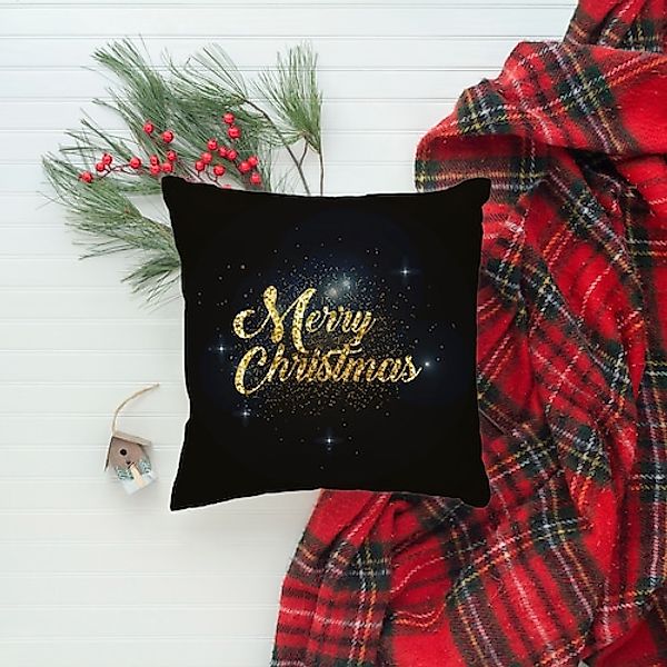queence Dekokissen »Sternenhimmel«, Kissenhülle,Merry Christmas,Schwarz,Wei günstig online kaufen