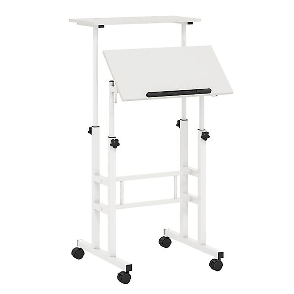 COSTWAY Computertisch, 2-stufig, höhenverstellbar mit Rollen, günstig online kaufen