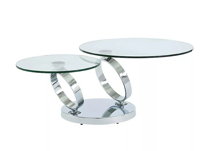 Couchtisch mit drehbaren Tischplatten - Sicherheitsglas & Metall - JOLINE günstig online kaufen