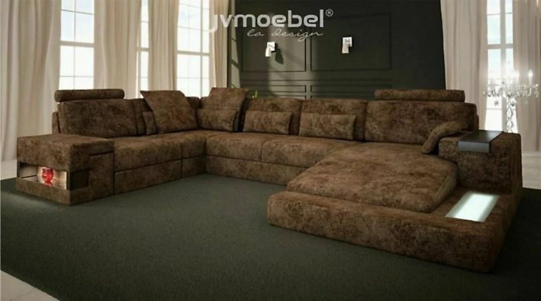JVmoebel Ecksofa Ecksofa U-Form Sofa Couch Design Couch Textil Wohnlandscha günstig online kaufen