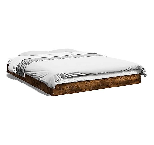 vidaXL Bettgestell, Bettrahmen Räuchereiche 160x200 cm Holzwerkstoff günstig online kaufen