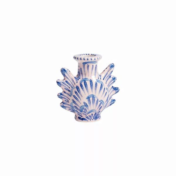 Vase Shellegance Tiny keramik blau / Kerzenhalter - L 10 x H 9 cm - & kleve günstig online kaufen