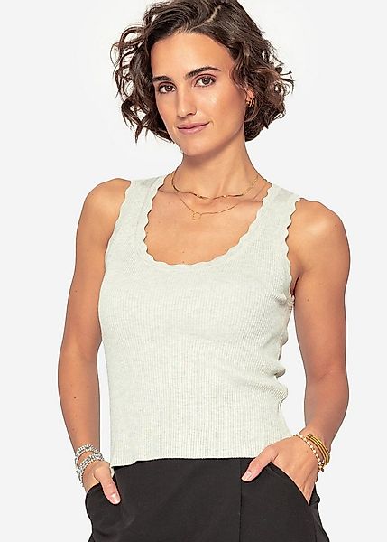 SASSYCLASSY T-Shirt Figurbetontes Strick-Top Damen mit Bogenkante Top in Ri günstig online kaufen