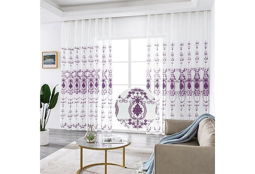 BYSURE Vorhang Blumen Stickerei Vorhänge (2 St), Ösen, transparent, Voile, günstig online kaufen