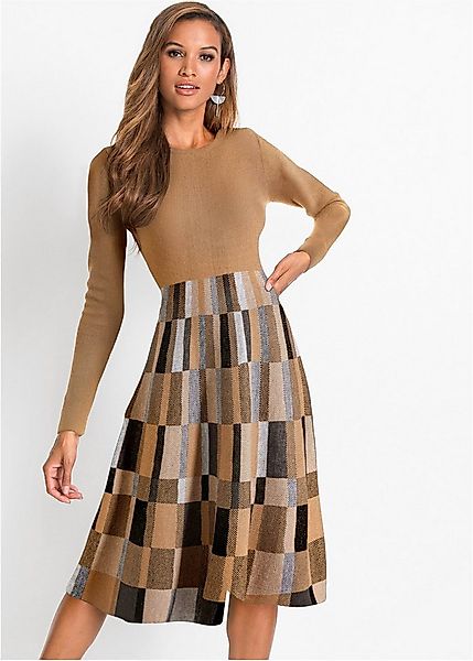 bonprix Strickkleid aus Polyacryl, ausgestellte Passform, ausgestelltes Jac günstig online kaufen