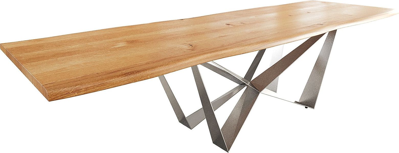 DELIFE Esstisch Edge, Eiche Natur 300x100x4 günstig online kaufen