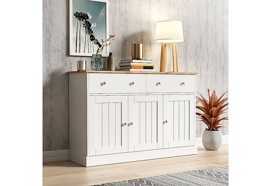 KLAM HOME Sideboard Kommode Wohnzimmerschrank mit gravierter Textur viel St günstig online kaufen
