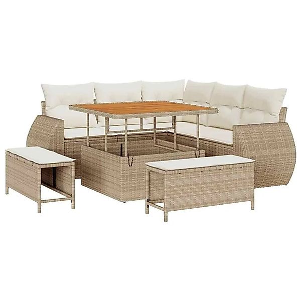vidaXL Gartensofa-set mit Kissen 8-Tlg Beige und Creme Poly-Rattan 3363816 günstig online kaufen