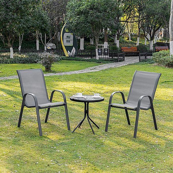 Outsunny Gartenstuhl mit Armlehne, aus Metall günstig online kaufen