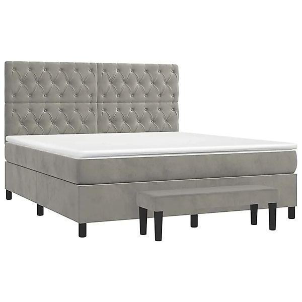 vidaXL Boxspringbett mit Matratze Hellgrau 160x200 cm Samt 3138031 günstig online kaufen