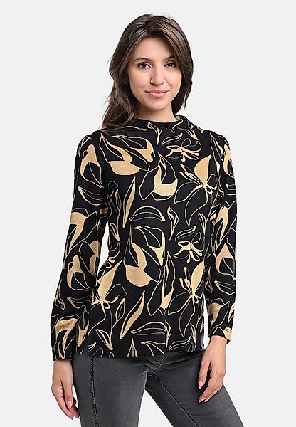 BICALLA T-Shirt Shirt mit Blumen-Print in Schwarz/Gold (1-tlg) günstig online kaufen
