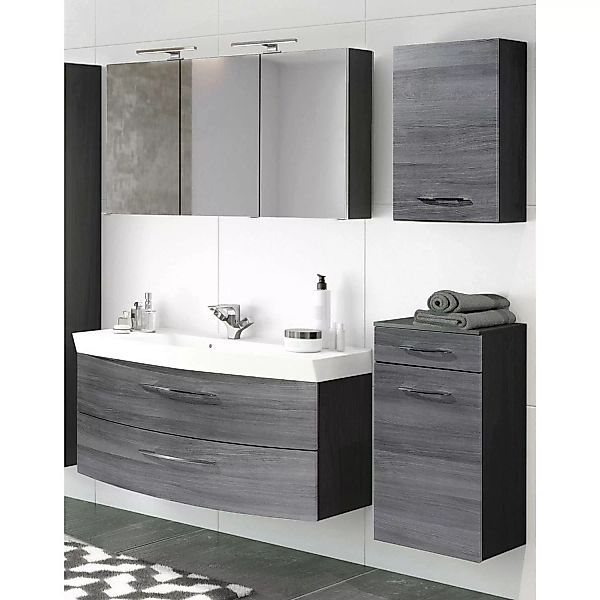 Lomadox Badezimmer Möbelset Waschtisch 120cm FLORIDO-03 in Hochglanz grau, günstig online kaufen