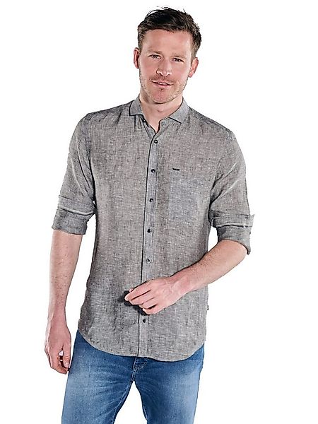 Engbers Langarmhemd engbers Herren Langarm-Hemd aus Leinen, Anthrazit günstig online kaufen