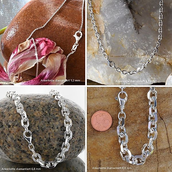 HOPLO Silberkette Ankerkette diamantiert Länge 45cm günstig online kaufen