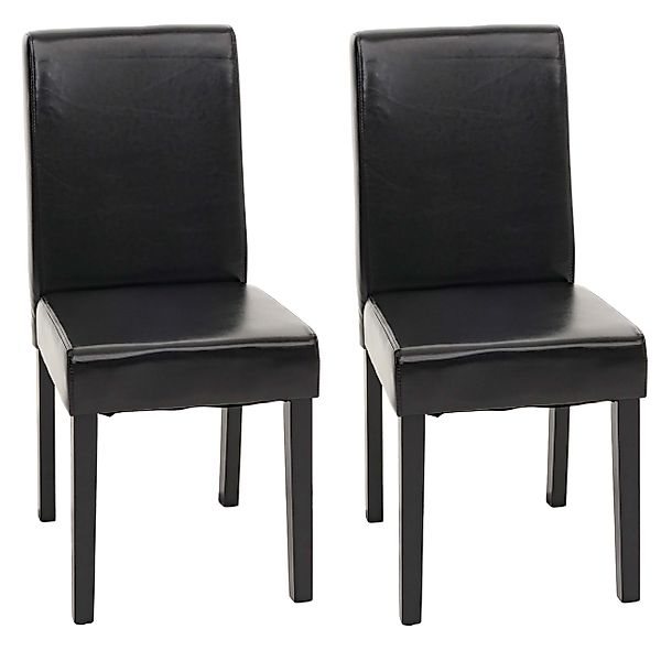 MCW Esszimmerstuhl Littau 2er-Set Leder Schwarz Dunkle Beine günstig online kaufen