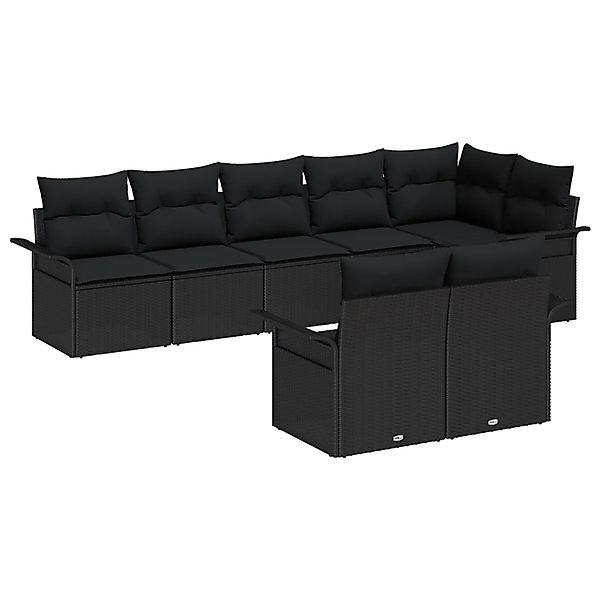 vidaXL 8-Teiliges Garten-Sofaset mit Kissen in Schwarz aus Poly Rattan 3354 günstig online kaufen