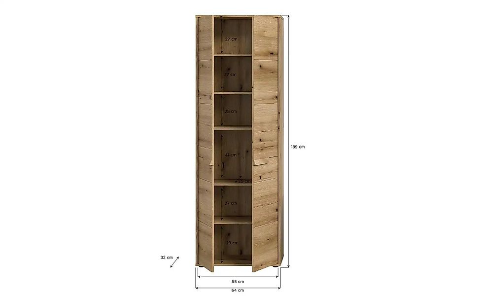 Hochschrank  Zernowsee ¦ holzfarben ¦ Maße (cm): B: 64 H: 189 Schränke > Ba günstig online kaufen