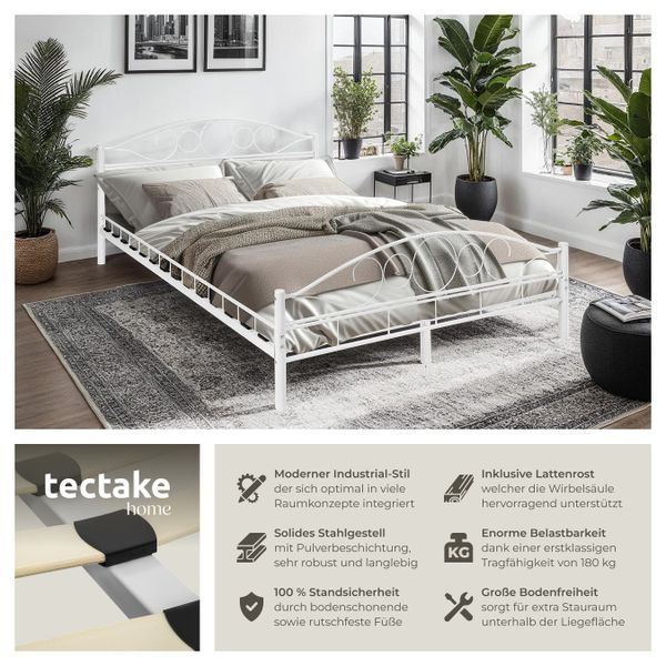 tectake Bettgestell Metallbett, robustes Stahlgestell günstig online kaufen