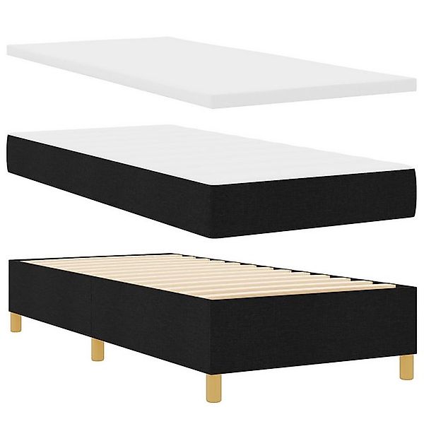 vidaXL Bett Boxspringbett mit Matratze & Bank Schwarz 90x200 cm Stoff (2-tl günstig online kaufen