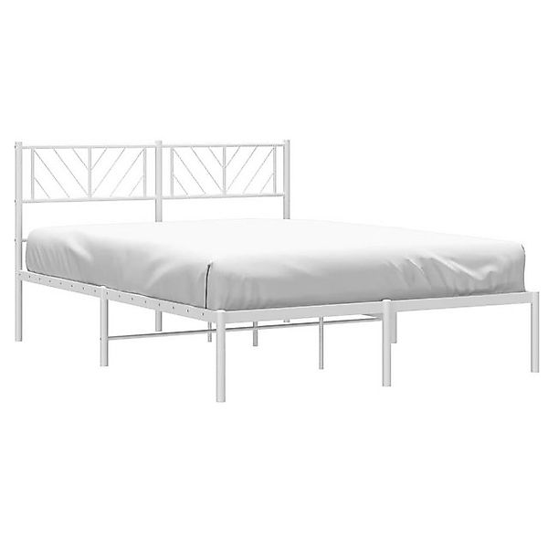 vidaXL Bett Bettgestell mit Kopfteil Metall Weiß 150x200 cm günstig online kaufen