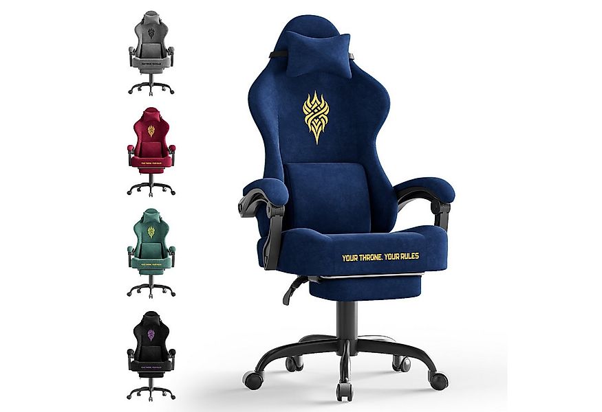 Ferghana Gaming-Stuhl Massage Gaming Sessel mit Fußstütze 90-135° Rückenleh günstig online kaufen