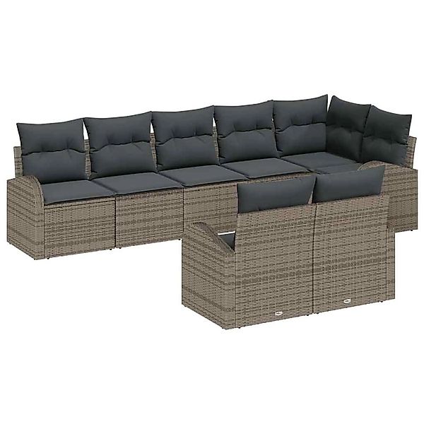 vidaXL Garten-Sofa-Set mit Kissen 8-Tlg Grau Poly Rattan 3354758 günstig online kaufen