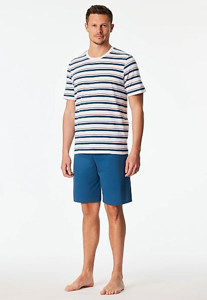 Schiesser Shorty "Casual Nightwear" 2 mit gestreiftem Oberteil, Rundhalsaus günstig online kaufen