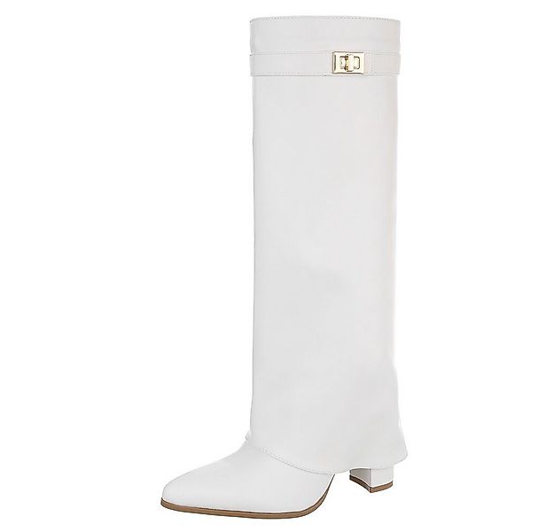 Ital-Design Elegante kniehohe Stiefelette mit Blockabsatz für Damen High-He günstig online kaufen