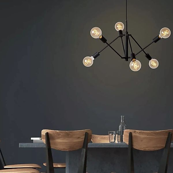 Pendelleuchte Lester aus Metall in Schwarz 6xE27 günstig online kaufen