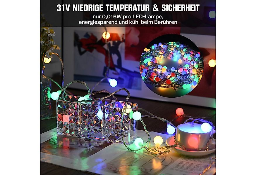 XERSEK LED-Lichterkette LED Kugel Weihnachtslichterkette Timer Speicherfunk günstig online kaufen