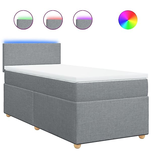 vidaXL Boxspringbett mit Matratze Hellgrau 90x190 cm Stoff 3288828 günstig online kaufen