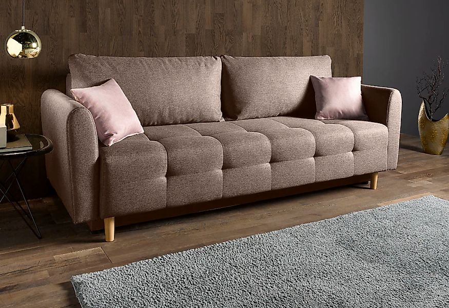 Home affaire Schlafsofa "Nordic" inklusive Bettkasten und Zierkissen günstig online kaufen