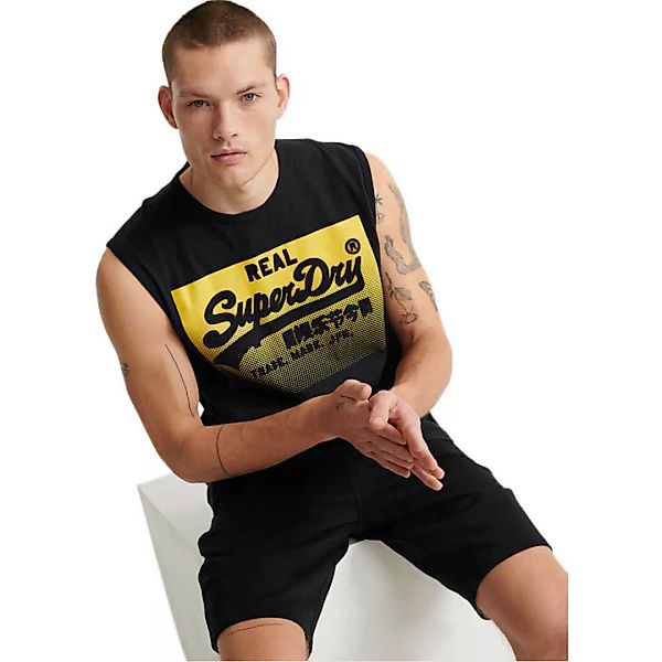 Superdry Vintage Logo Halftone Ärmelloses T-shirt M Jet Black günstig online kaufen