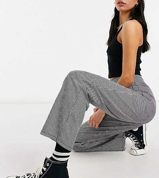 ASOS DESIGN Tall – Gerade geschnittene Hose mit schwarzweißem Vichy-Karo-Me günstig online kaufen