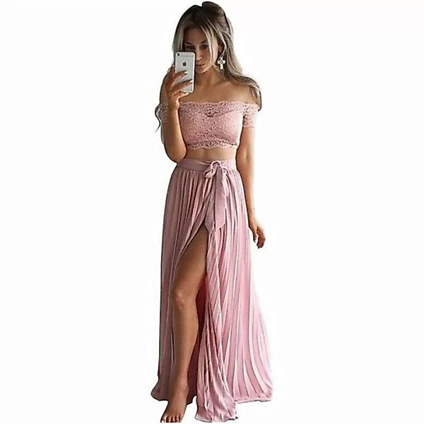 RUZU UG Dirndl Einfarbiges Kleid, Damen-Spitzenrock, zweiteiliges Set (1-tl günstig online kaufen